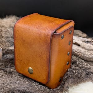 Boîte de jeu en cuir, par exemple pour Magic, Pokemon, Yu-Gi-Oh!, cartes à collectionner / cartes à collectionner de taille standard, fait main, marron, look vintage/antique