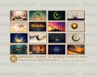 Ramadan Frame TV Bundle, Islamic Art for Samsung Frame TV, Stunning Ramadan Art Collection, 16 Lovely Designs, 3840x2160 Pixels