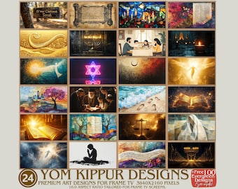 Yom Kippur Samsung Frame TV Art, Yom Kippur Designs Bundle for Samsung Frame, Yom Kippur Wall Art Set, Free Designs for TV
