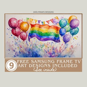 queer love painting | lgbtq frame tv art, queer love frame tv | Pride Balloons Watercolor, Lesbian Art, LGBTQ Art, Pride Month Frame TV