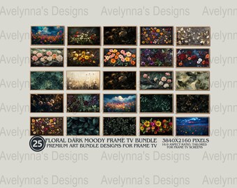 Floral Dark Moody Wildflower Botanical Frame TV Art Samsung TV Art Bundle Flower Art Set for Frame TV Printable Art tv art dark