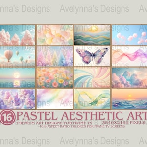 Pastel Aesthetic Art Samsung Frame TV Art, Set of 16 Premium Digital Art Decor for Frame TV,  Dreamy and Elegant Pastel Art for Frame TV