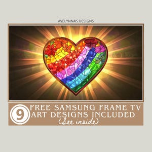 queer love painting | lgbtq frame tv art, queer love frame tv - Stained Glass Pride Heart, Lesbian Art, LGBTQ Art, Free TV Designs