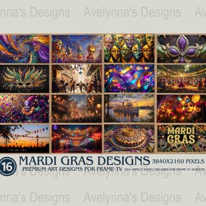 Mardi Gras TV Art Samsung Frame,Festive Carnival Wall Decor,Masks, Beads, and Celebrations for Frame TV, Festive Frame art,Samsung Mardi art