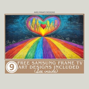 queer love painting | lgbtq frame tv art, queer love frame tv | Lesbian art, Pride Month Decor - Cityscape Heart, Chalk Art, Free TV Designs