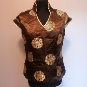 Chinese style golden brown blouse