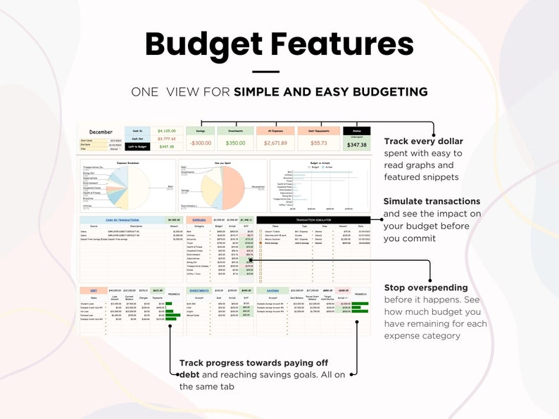 Monthly Budget Spreadsheet Planner Template for Google Sheets - Etsy