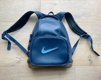 Nike Vintage 1990's/2000's faux leather blue mini backpack F1 JPM