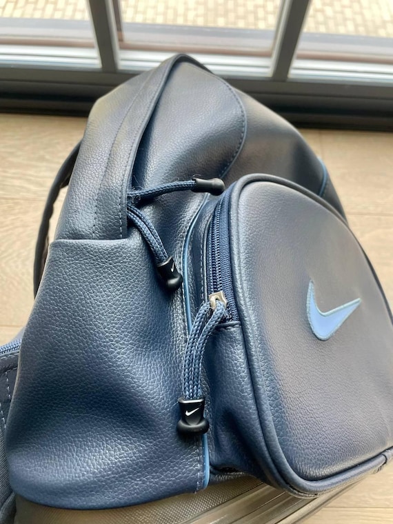 Nike Vintage 1990's/2000's Faux Leather Blue Mini Backpack F1 JPM