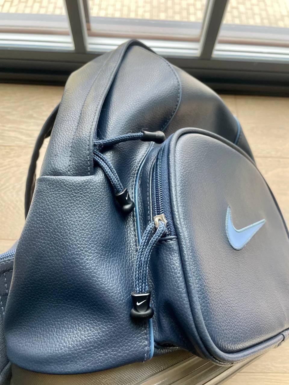 Nike Vintage 1990's/2000's Faux Leather Blue Mini Backpack F1 JPM