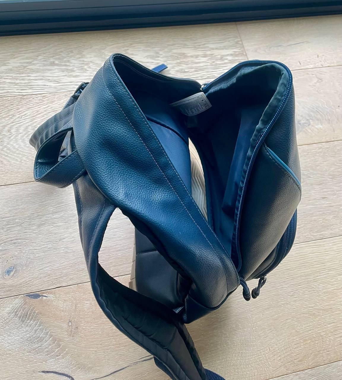 Nike Vintage 1990's/2000's Faux Leather Blue Mini Backpack F1 JPM