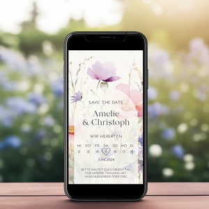 Digitale Save The Date Karte | Blumen | Hochzeitseinladung | 003 STD