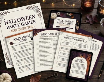 Halloween Party Games Adults | Movie Trivia Horror Games | Instant Download PDF