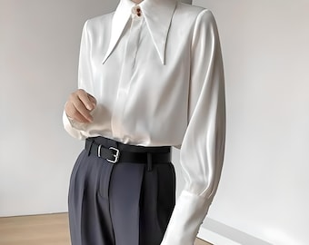 Balmain White Pointed Collar Shirt