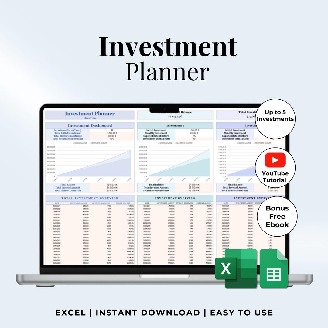 Investment Tracker Excel Google Sheets – Aktien Krypto Portfolio Verwalter  ROI Rechner Finanzplaner Anlageübersicht Vorlage - Etsy.de