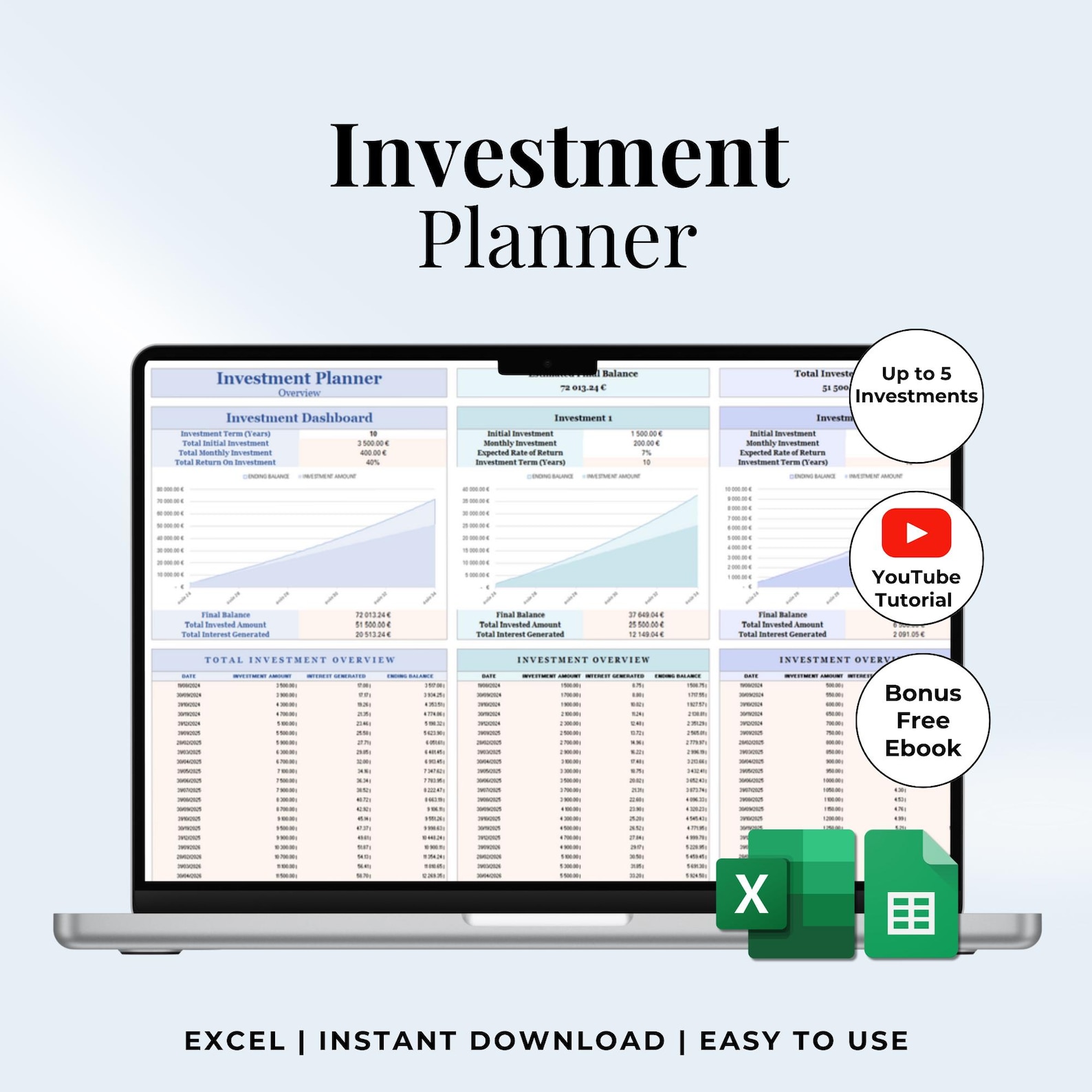Investment Tracker Google Sheets Excel Trading Crypto Stock Portfolio ...