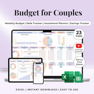 Budget coppia Excel Google Sheets – Pianificatore spese condivise Finanze comuni Tracker semplice per casa e famiglia