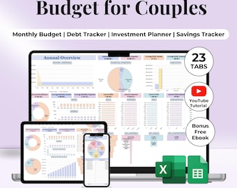 Couple budget shared finances joint planner Excel Google Sheets template expense tracker money management simple easy home household couple