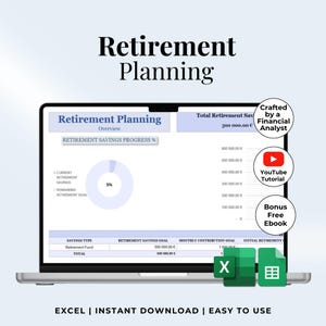 Pianificatore pensione Excel Google Sheets Download digitale modello budget risparmio per il pensionamento