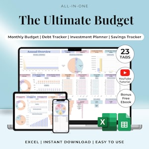 Foglio Budget Famiglia Coppia Excel Google Sheets – Budget Annuale Mensile Finanze Investimenti Casa Risparmi Debiti