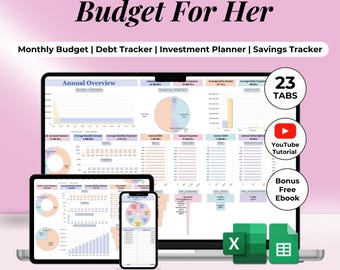 Budget woman girl mom bride budget planner feminine template Excel Google Sheets finance tracker spending monthly financial girl girly excel