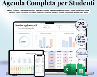 Ultimate Student Planner Spreadsheet Excel Google Sheets Assignment Tracker College Study Template University Task Planner Academic School