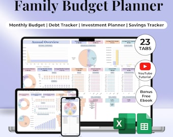 Family budget home household budget kid large families budget planner Excel Google Sheets template expense tracker money saving cash finance