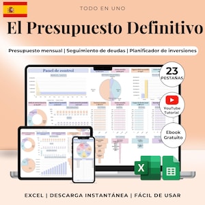 Budget mensile in spagnolo – Modello di budget personale annuale Excel Google Sheets Planner digitale entrate e uscite
