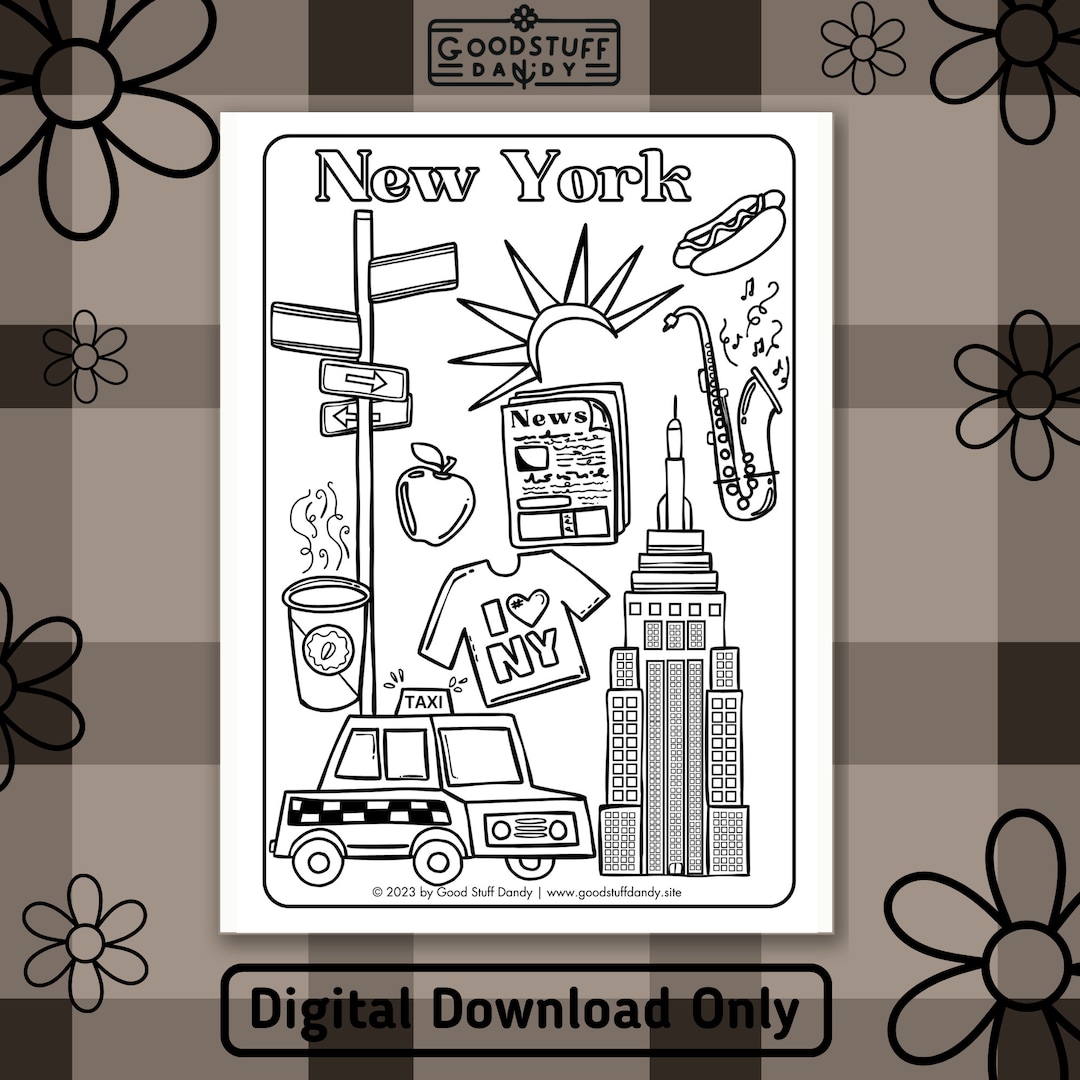New York Colouring Page - Etsy