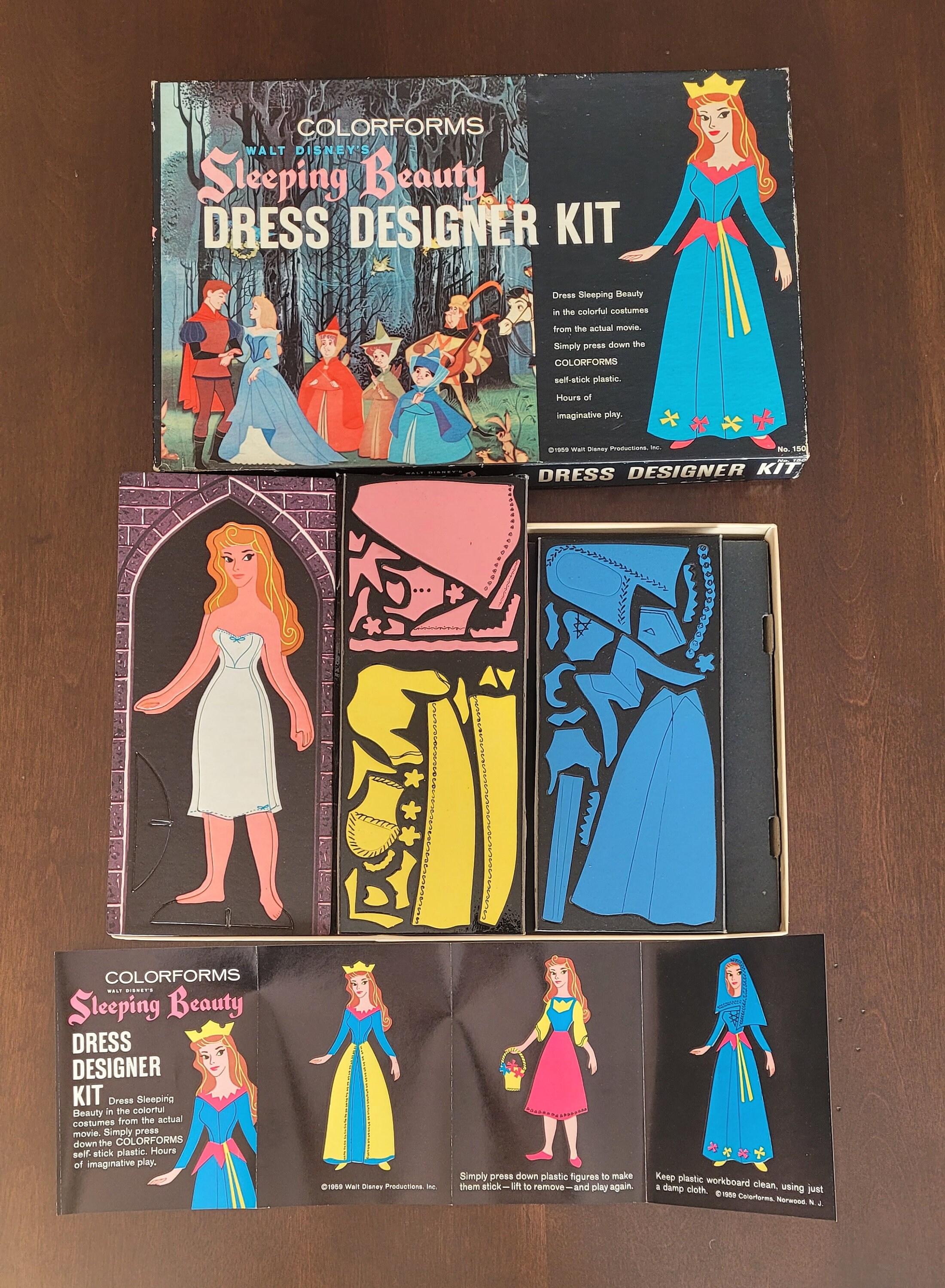 1959 Disney Colorforms Sleeping Beauty Dress Designer Kit, Complete Set