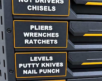 Custom Labels Compatible with ToughBuilt StackTech | Personalized 3D Printed Tool Box Labels | Garage Shop Organization