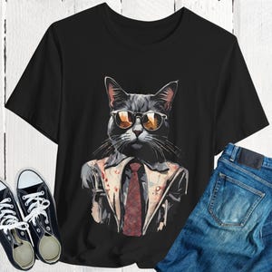 Cool Cat Sunglasses Shirt, Business Cat Tee, Cat Lover Gift, Funny Animal T-Shirt, Hipster Cat Dad Shirt, Unisex Graphic Tee