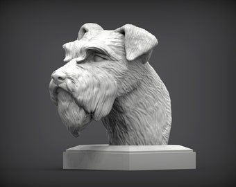 Buste de schnauzer à peindre - Kit de sculpture de schnauzer DIY pour oeuvre d'art de chien réaliste et décoration d'animal de compagnie personnalisée :