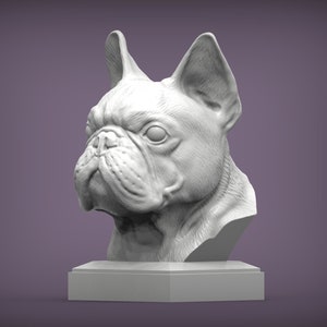Paintable French Bulldog Bust - DIY French Bulldog Sculpture Kit for Realistic Dog Art and Custom Pet Decor