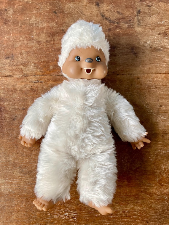 Vintage Large White Monchhichi Plush Toy From 1970/1980, 37 Cm