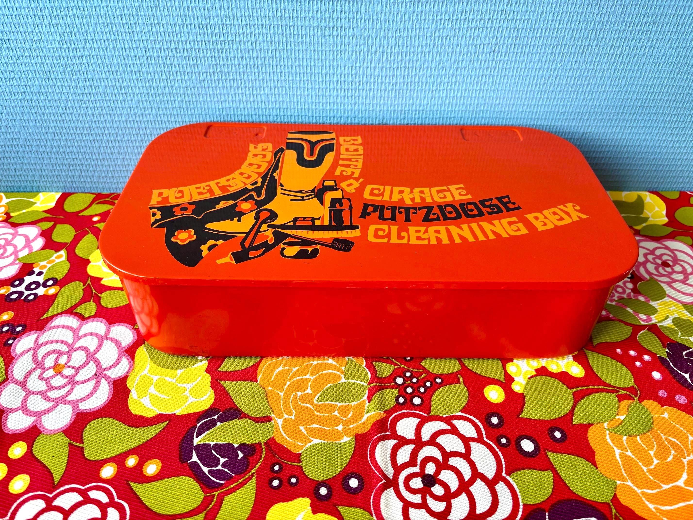 Boîte de cirage à chaussures vintage en fer Brabantia des années 70 - France