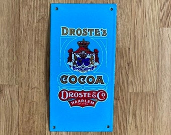 Vintage enamel advertising sign Droste cocoa from Haarlem with logo