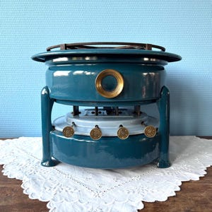 Vintage ESSO dark blue enamel 4 burner petroleum stove