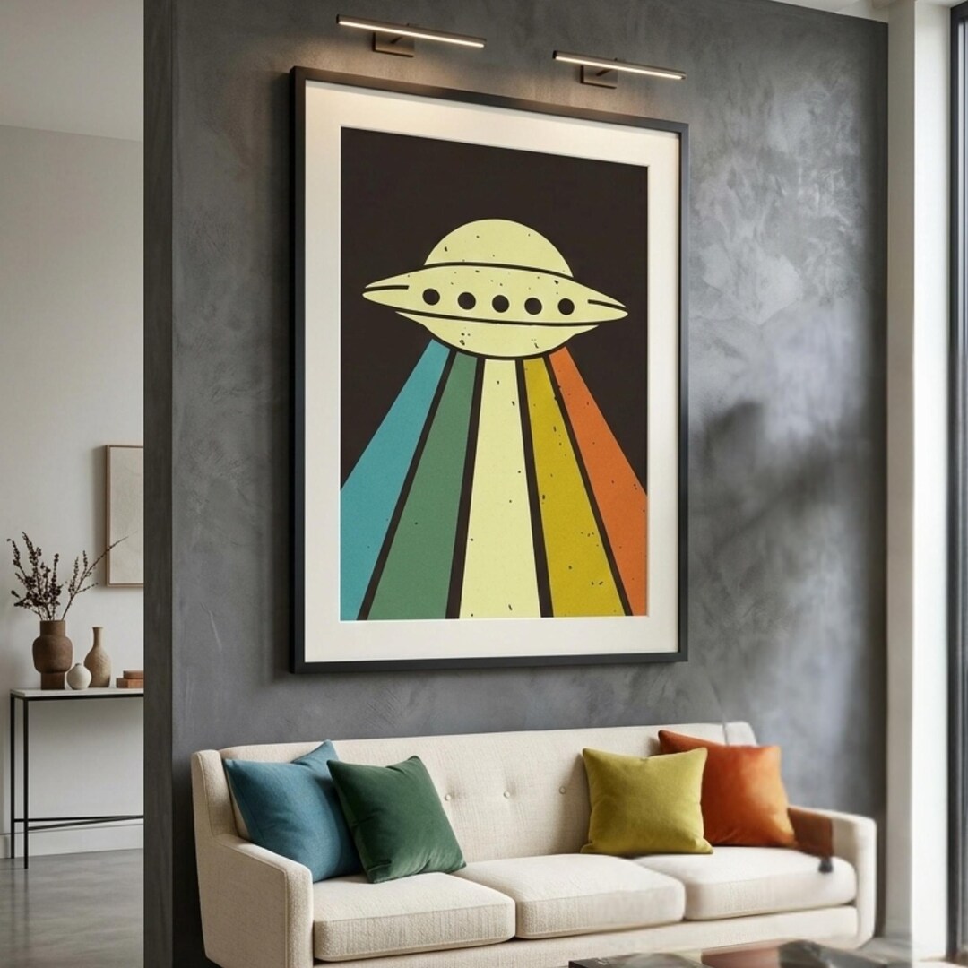 Mid-century Modern UFO Wall Art Retro Sci-fi Print Minimalist Space ...