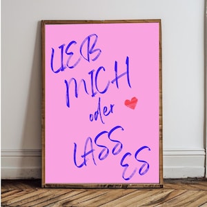 Modernes Wandbild, Typografie Poster, Motivationsbild, Wohnzimmer Deko, Geschenkidee, Pink und Blau, Handlettering Kunst