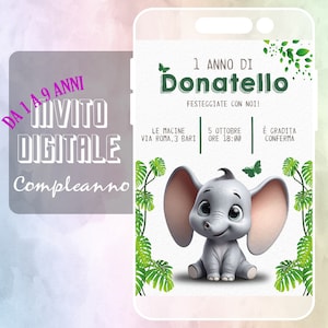 Invito Compleanno Digitale Grafica Personalizzata Inviti personalizzato anni 2 3 4 5 6 7 8 9  bimbo bimba 1 anno bambino bambina dumbo