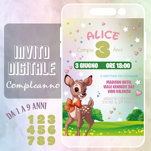 Invito Compleanno Digitale Grafica Personalizzata Inviti personalizzato anni 2 3 4 5 6 7 8 9  bimbo bimba 1 anno bambino bambina bambi