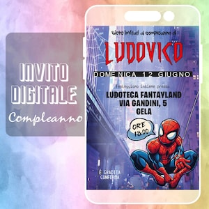 Invito Compleanno Digitale Grafica Personalizzata Inviti personalizzato anni 2 3 4 5 6 7 8 9  bimbo bimba 1 anno bambino Spiderman fumetti