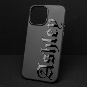 Étui pour iPhone en vieil anglais police gothique Étui pour iPhone tatouage gothique en relief élégant