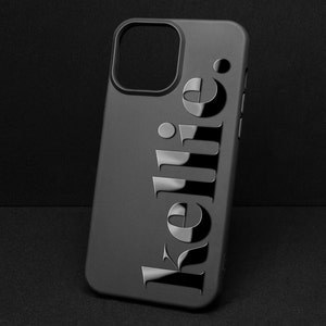 Personalized Name or Logo iPhone case Embossed Glossy Name Black silicone personalized iPhone case image 1