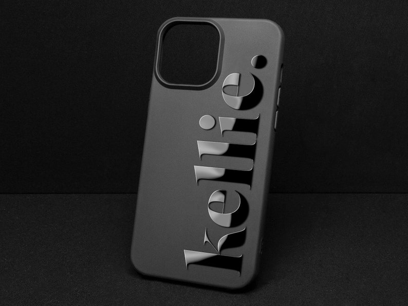 Personalized Name or Logo iPhone case Embossed Glossy Name Black silicone personalized iPhone case image 1