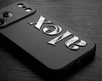 iPhone Case: Personalized Black Embossed glossy design
