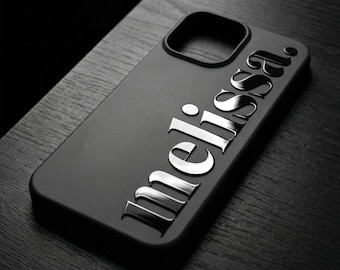 iPhone Case: Personalized Black Embossed glossy design
