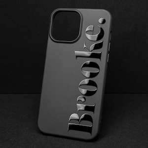 Personalized Name or Logo iPhone case Embossed Glossy Name Black silicone personalized iPhone case image 2