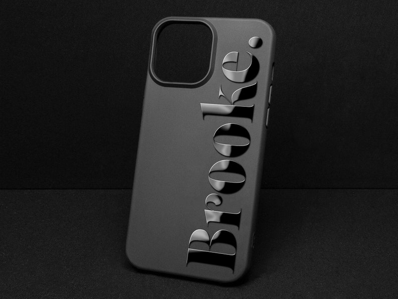 Personalized Name or Logo iPhone case Embossed Glossy Name Black silicone personalized iPhone case image 2